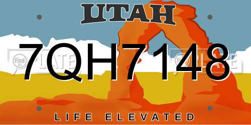 7QH7148 Utah License Plate