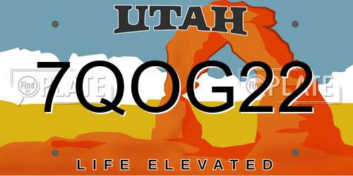 7QOG22 Utah License Plate