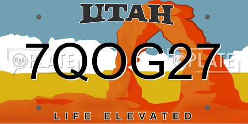 7QOG27 Utah License Plate