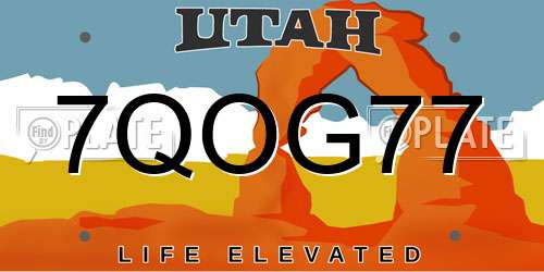 7QOG77 Utah License Plate
