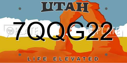 7QQG22 Utah License Plate