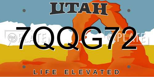 7QQG72 Utah License Plate