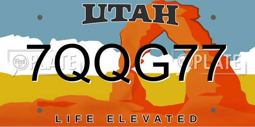 7QQG77 Utah License Plate