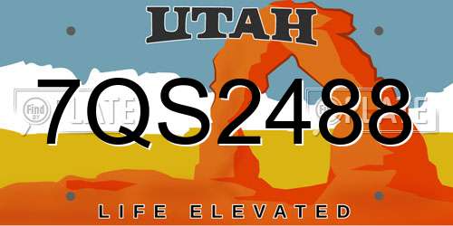 7QS2488 Utah License Plate