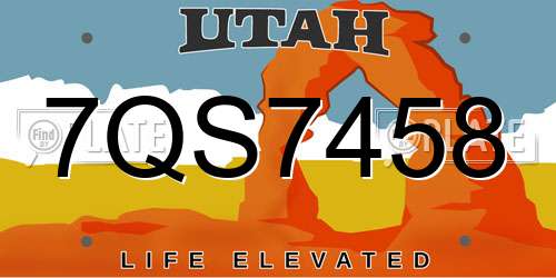 7QS7458 Utah License Plate