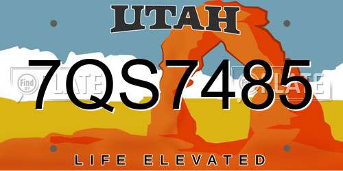 7QS7485 Utah License Plate
