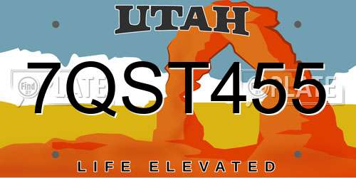 7QST455 Utah License Plate
