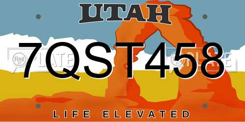 7QST458 Utah License Plate