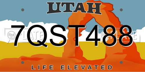 7QST488 Utah License Plate