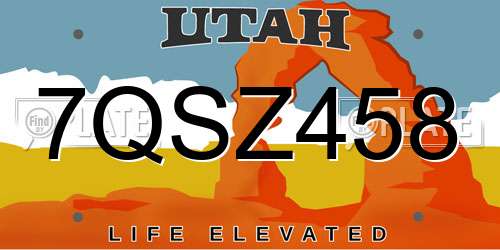 7QSZ458 Utah License Plate