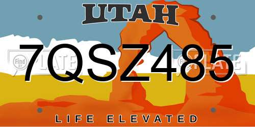 7QSZ485 Utah License Plate