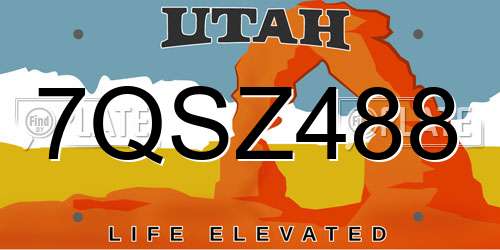 7QSZ488 Utah License Plate