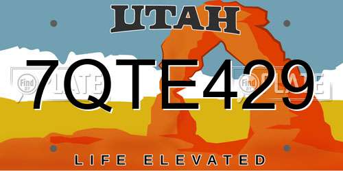 7QTE429 Utah License Plate