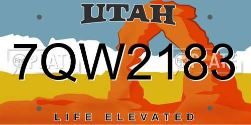 7QW2183 Utah License Plate