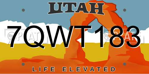 7QWT183 Utah License Plate