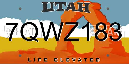 7QWZ183 Utah License Plate
