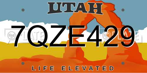 7QZE429 Utah License Plate