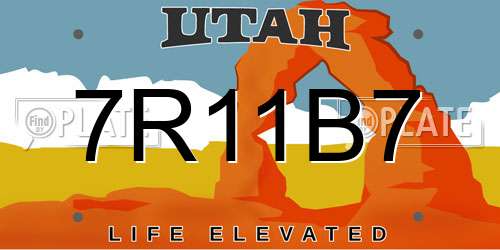 7R11B7 Utah License Plate
