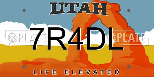 7R4DL Utah License Plate