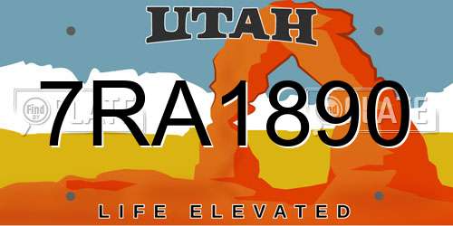 7RA1890 Utah License Plate