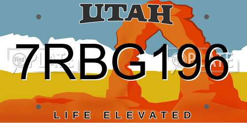 7RBG196 Utah License Plate
