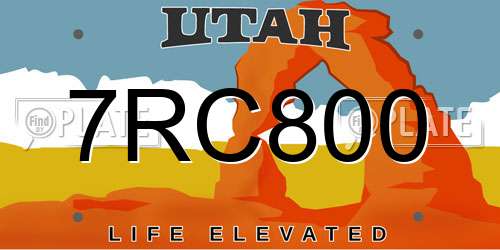 7RC800 Utah License Plate