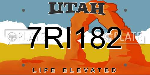 7RI182 Utah License Plate