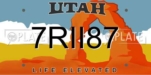 7RII87 Utah License Plate