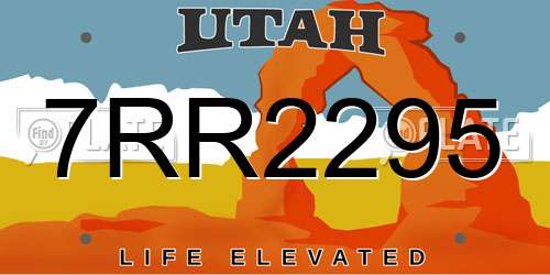 7RR2295 Utah License Plate
