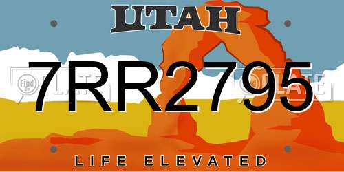 7RR2795 Utah License Plate