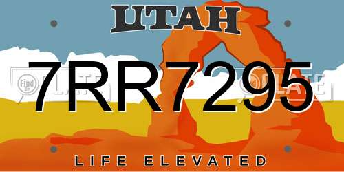 7RR7295 Utah License Plate