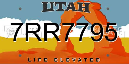 7RR7795 Utah License Plate