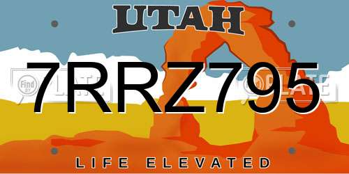 7RRZ795 Utah License Plate