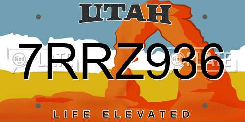 7RRZ936 Utah License Plate
