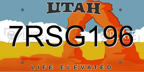 7RSG196 Utah License Plate