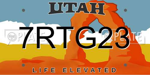 7RTG23 Utah License Plate