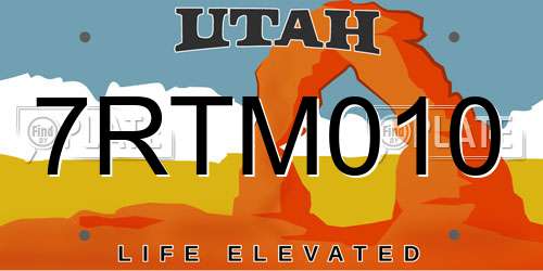 7RTM010 Utah License Plate