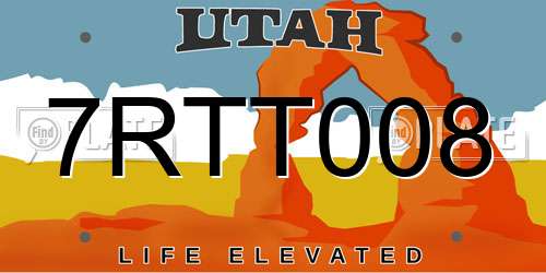7RTT008 Utah License Plate