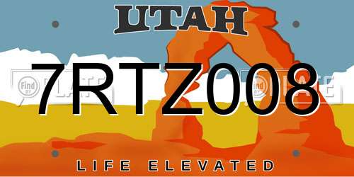 7RTZ008 Utah License Plate