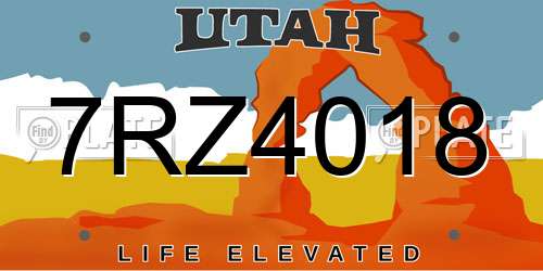 7RZ4018 Utah License Plate