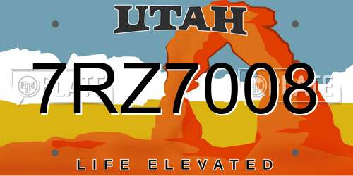 7RZ7008 Utah License Plate