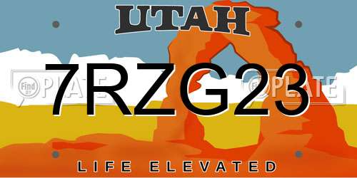 7RZG23 Utah License Plate