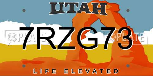 7RZG73 Utah License Plate