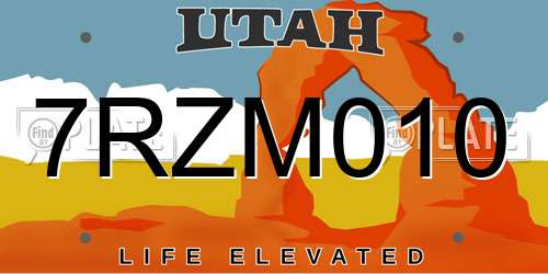7RZM010 Utah License Plate