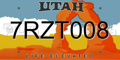 7RZT008 Utah License Plate