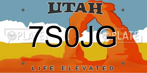 7S0JG Utah License Plate