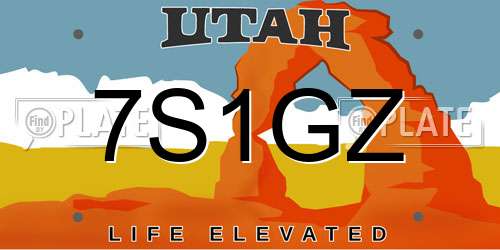 7S1GZ Utah License Plate