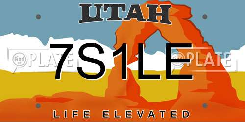 7S1LE Utah License Plate