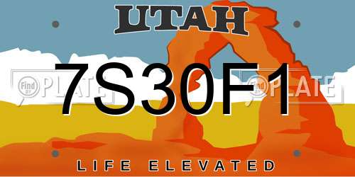 7S30F1 Utah License Plate