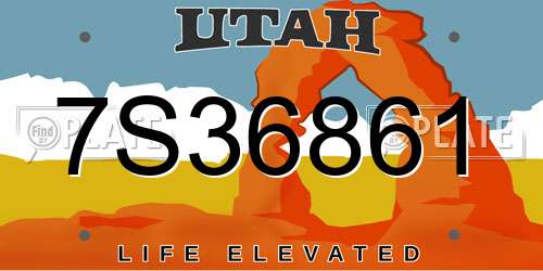 7S36861 Utah License Plate